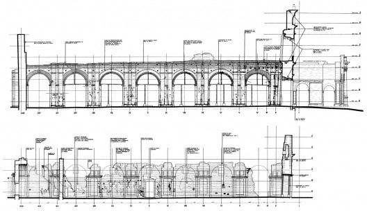 Detalhe elevação arcada nave, lado epístola e Elevação parede nave lateral, lado epístola