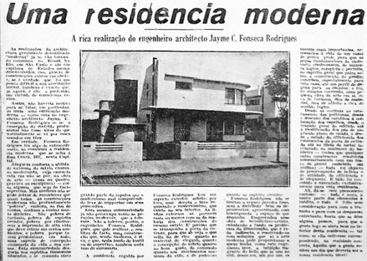 Este é um convite para, 79 anos depois da sua inauguração, uma nova visita à moradia projetada para a família do próprio arquiteto. Matéria de jornal de 1937, sem identificação