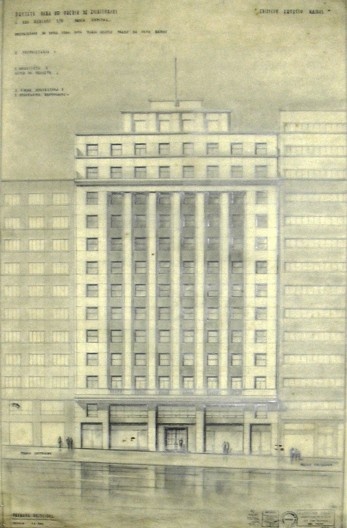 Estudo de Fachada para o Edifício Ernesto Ramos. Arq. Jacques Pilon