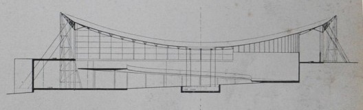 Exposição Universal e Internacional de Bruxelas, corte longitudinal do Pavilhão do Brasil, 1958