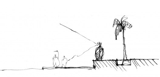 Oficina de desenho urbano MCB, corte transversal de calçada e praça elevada com árvore plantada, São Paulo, 2011