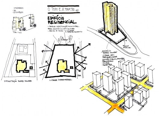Edifício residencial, São Paulo, croqui de Mario Biselli