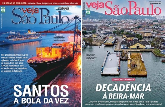 Capas da revista Veja São Paulo, edições de 19 mai. 2010 e 04 set. 2019