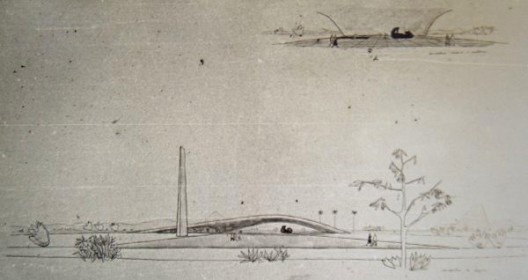 Proposta apresentada no Concurso para o Monumento aos Mortos na Segunda Guerra Mundial. Perspectiva