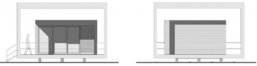Elevação principal e posterior após a integração dos módulos externos e internos da habitação