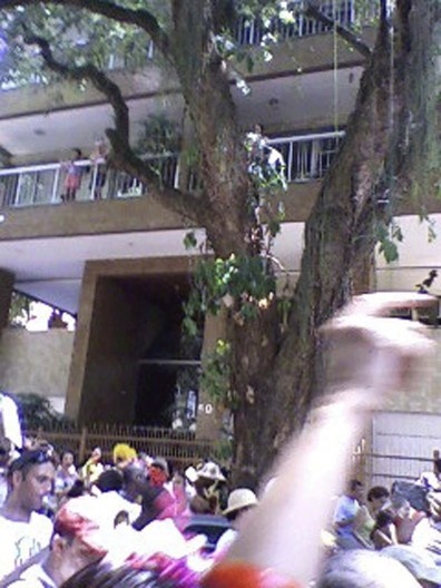 carnaval de 2009 no Rio de Janeiro indicando o uso da varanda como camarote