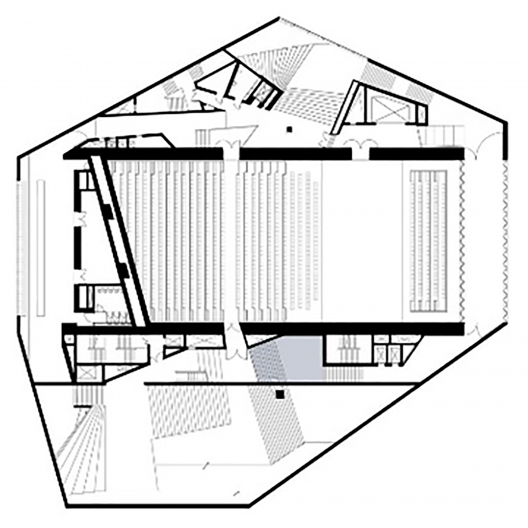 Casa da Música, planta nível três, Porto PT, 2005; Arquiteto Rem Koolhaas