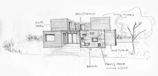 Casa Los Muros, croquis de concepção do projeto, Xangri-lá RS Brasil, 2015. Arquitetos Cristiano Kunze e Nathalia Cantergiani / Cantergiani + Kunze Arquitetos