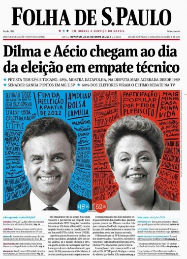 Capa do jornal Folha de S.Paulo, 26 de outubro de 2014
