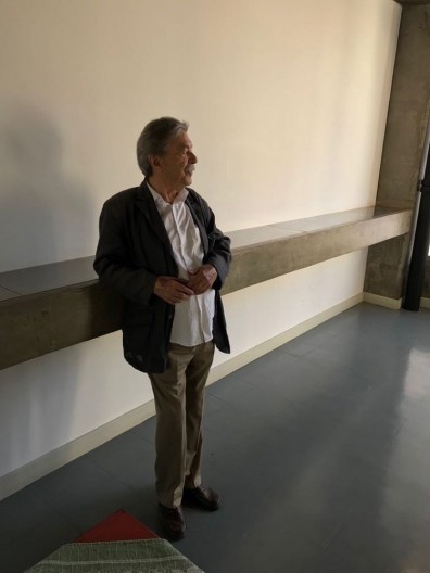 Paulo Mendes da Rocha na bancada da copa do Banespa, 2017