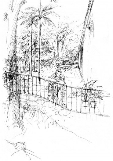 Fazenda Vargas, estudo da sala de estar, Valença RJ, 1957. Arquiteto Carlos Leão