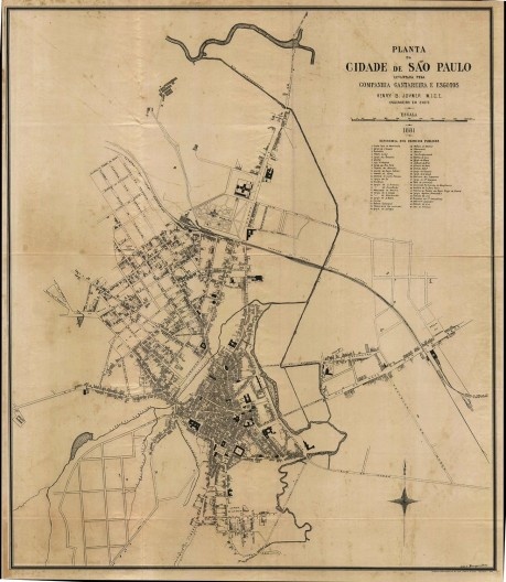 Mapa de esgotos da Cidade de São Paulo, de 1881