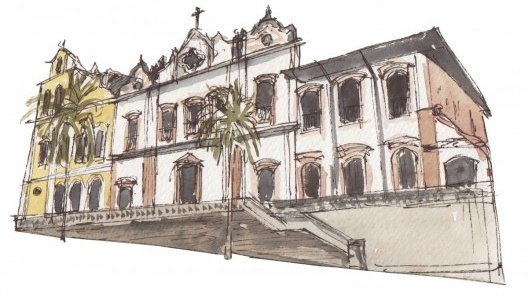 À esquerda, Igreja de São Francisco de Assis. À direita, Igreja das Chagas do Seraphico Pai São Francisco
