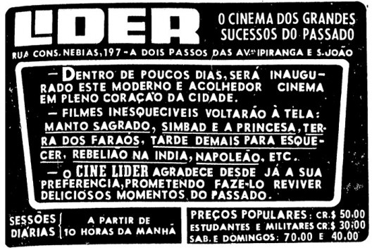 Anúncio no jornal Folha de S. Paulo, 10 de agosto de 1961