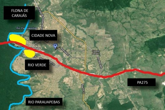 Parauapebas em seu início. Esquema da organização espacial