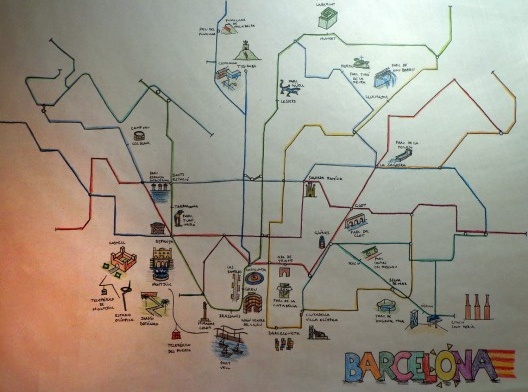 Barcelona, jun. 2013. Mapa mental da cidade elaborado à mão
