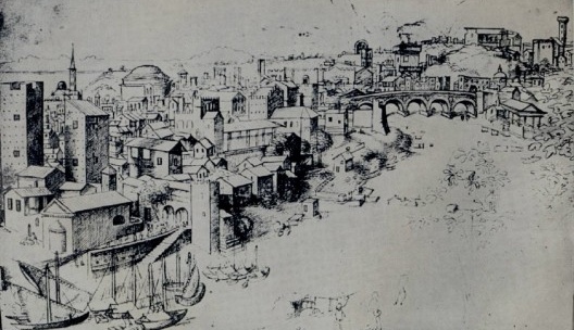 Anônimo Escurialense. Panorama de Roma a partir do Aventino Codex Escurialensis, f. 56v