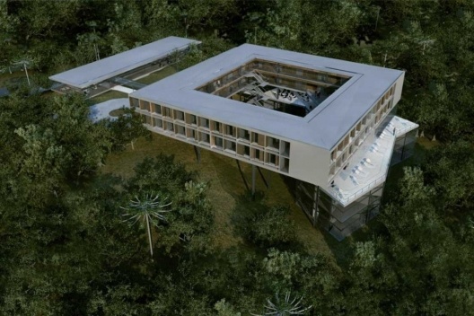 Alojamento em Campos do Jordão, vista aérea, Campos do Jordão. MMBB Arquitetos, 2009