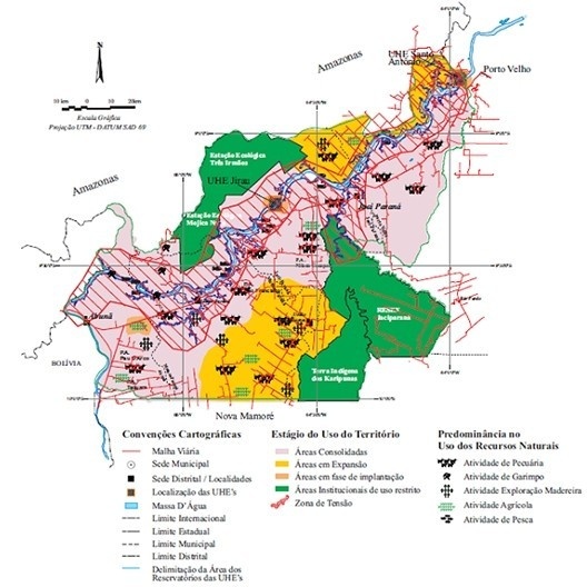 Espacialização do uso do território e dos recursos naturais na área de influência das usinas do Rio Madeira