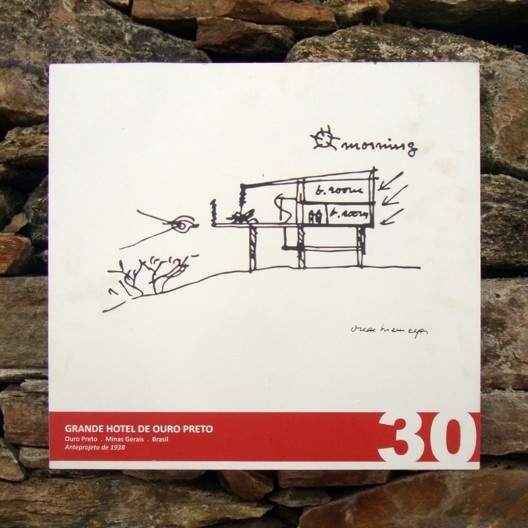 Grande Hotel de Ouro Preto, desenho de Oscar Niemeyer em exposição permanente