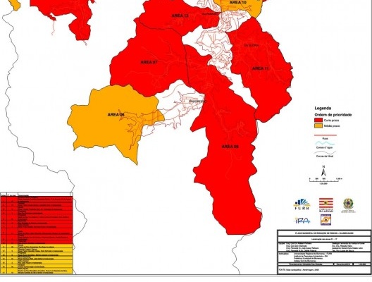Áreas de estudo do PMRR Blumenau. Prioridades de intervenção