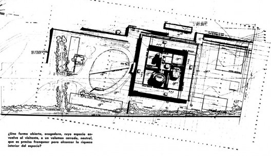 Implantação Edificio Cepal, Santiago do Chile. Desenho original de Emilio Duhart.