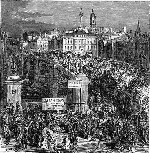 Ponte de Londres, 1872, gravura de Gustave Doré