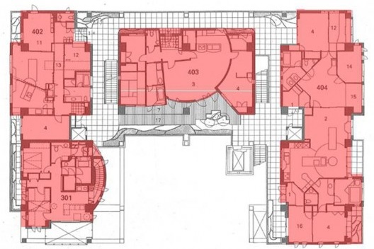 Next 21, quarto pavimento antes da divisão da unidade 404 que deu origem à unidade 405, Osaka
