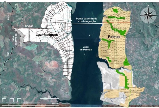A escala do perímetro urbana de Luzimangues e de Palmas