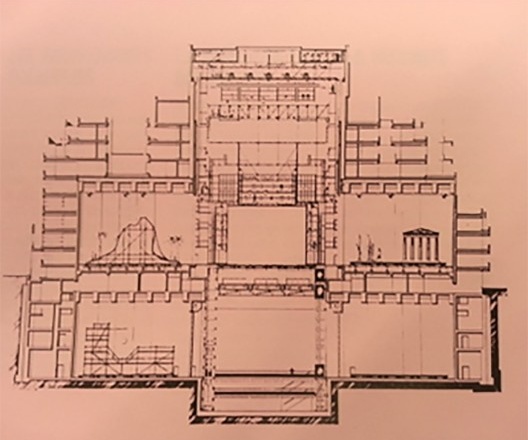 Ópera Bastille, demonstração gráfica das possibilidades de rotação de cinco palcos com cenários