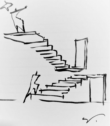 Croqui da escada Ventura, 1980