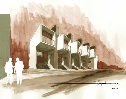 Aquarela - Vista externa geral do conjunto