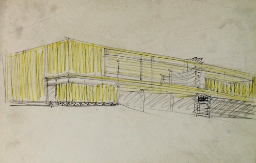 Casa Resor Jackson Hole, croquis, Wyoming, Estados Unidos, 1937-1938. Arquiteto Mies Van der Rohe