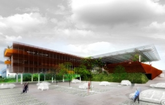 Vista externa do estacionamento