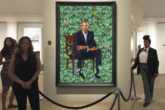 Barack e Michelle Obama, pinturas de Kehinde Wiley e Amy Sherald, National Portrait Gallery, Smithsonian Institution
