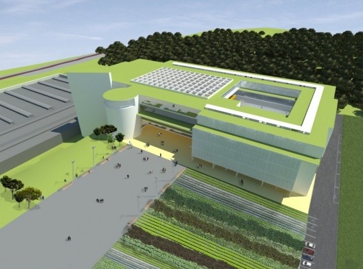 Edifício do Instituto das Cidades, APP e área de agricultura urbana