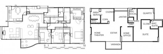 Planta de apartamento, layout de ambientes e planta mobiliada.