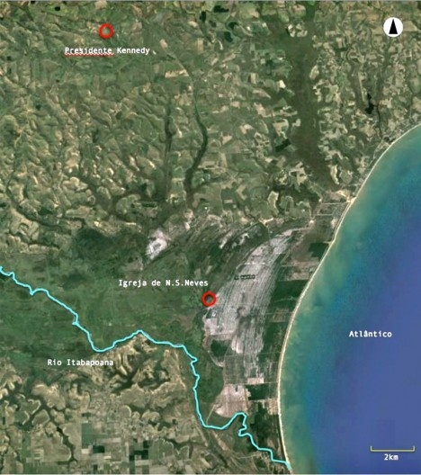 Entorno da Igreja Nossa Senhora das Neves, entre rio, mar e restinga