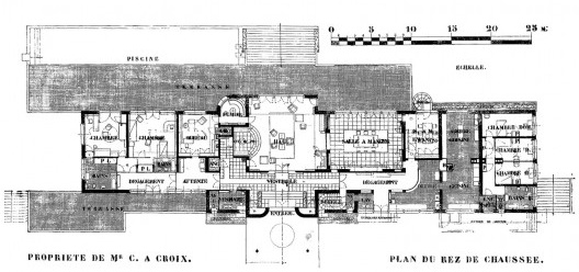 Villa Cavrois, planta térreo, Roubaix, França. Arquiteto Mallet-Stevens