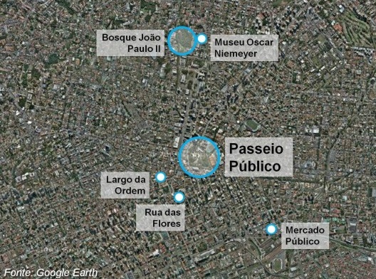 Figura 03 - Localização do Passeio Público em Curitiba