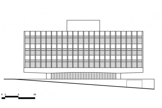 Projeto Arquitetônico do Instituto de Previdência do Estado, elevação, Londrina PR Brasil
