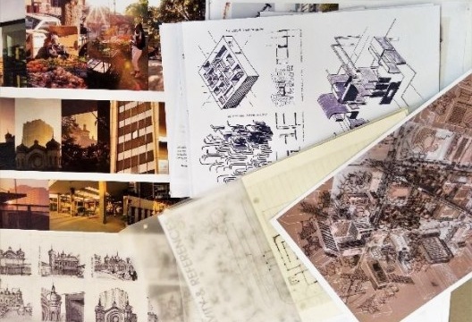 Levantamentos e croquis para projeto de requalificação de quarteirão central da cidade, feito por alunos do terceiro ano da Faculdade de Arquitetura da Universidade de Pretoria, sob orientação da professora Marguerite Pienaar