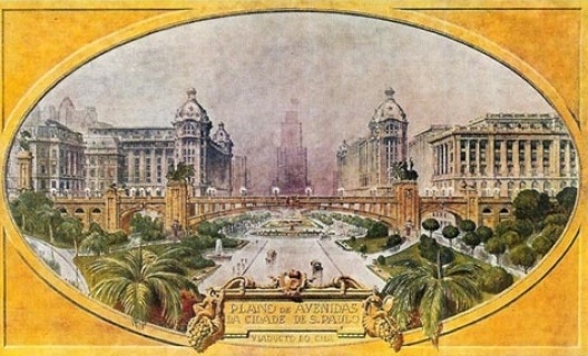 Aquarela do Plano de Avenidas, de autoria de Prestes Maia