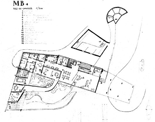Casa do Brasil, Cidade Universitária de Paris, planta térreo, 1952. Arquiteto Lúcio Costa