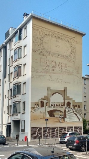 Museu Urbano Tony Garnier, mural Estádio de Gerland, Lyon, França