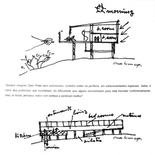 Grande Hotel de Ouro Preto, desenho de Oscar Niemeyer em exposição permanente