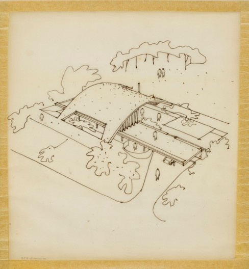 Croquis casa Milan, São Paulo, 1972-1975. Arquiteto Marcos Acayaba. Inv.: AM 2011-2-555. Collection architecture du Musée national d’art moderne/Centre de création industrielle