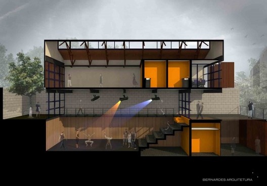 Instituto Brincante, corte, São Paulo SP, 2016, escritório Bernardes Arquitetura