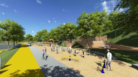 Requalificação do Parque Natural do Pedroso, equipamentos de ginástica e playground. Projeto acadêmico de Arthur Ribeiro Molinari