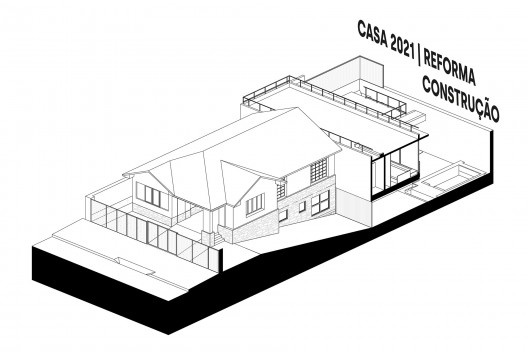 Casa Floresta, diagrama construção, Belo Horizonte MG Brasil, 2021. Arquitetos Zargos Rodrigues, Rodrigo Pereira, Frederico Rodrigues, Carla Deltreggia, Ika Okamoto, Letícia Armond, Nathalia Melo e Laís Parreiras (autores) / Estúdio Zargos